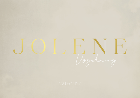 Rouwkaart meisje goudfolie gewolkt beige