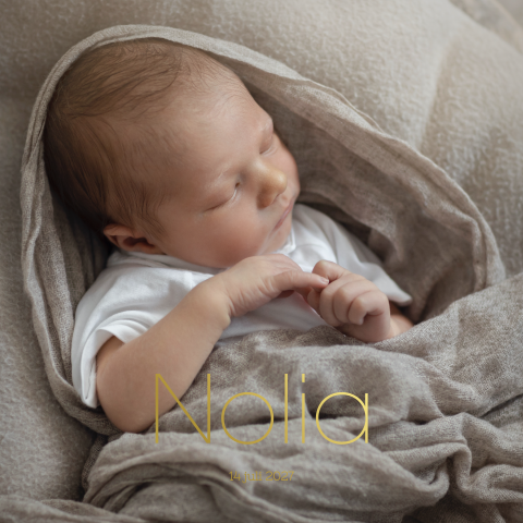 Geboortekaartje meisje babyfoto taupe simpel
