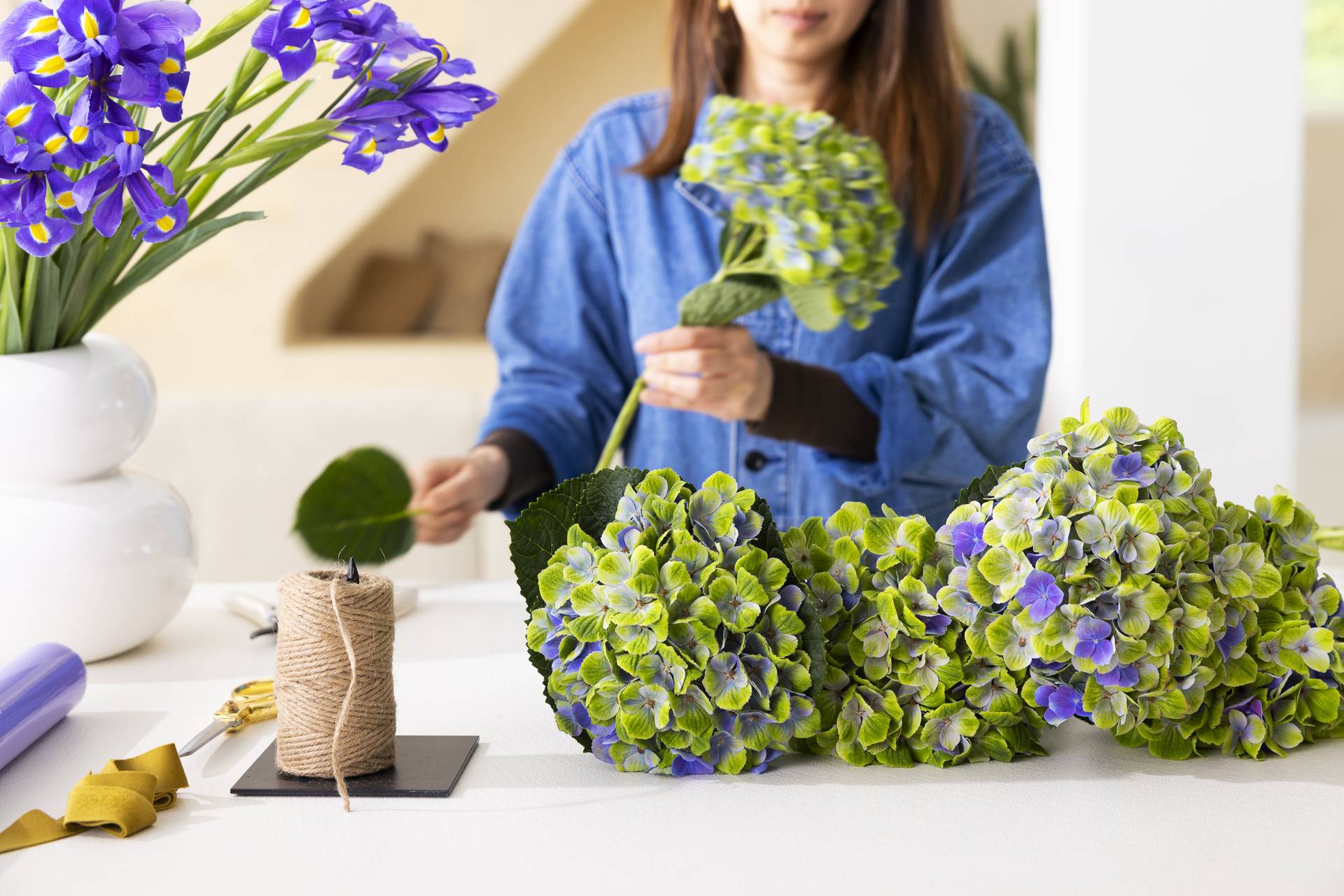 Hortensia Iris boeket Yoko