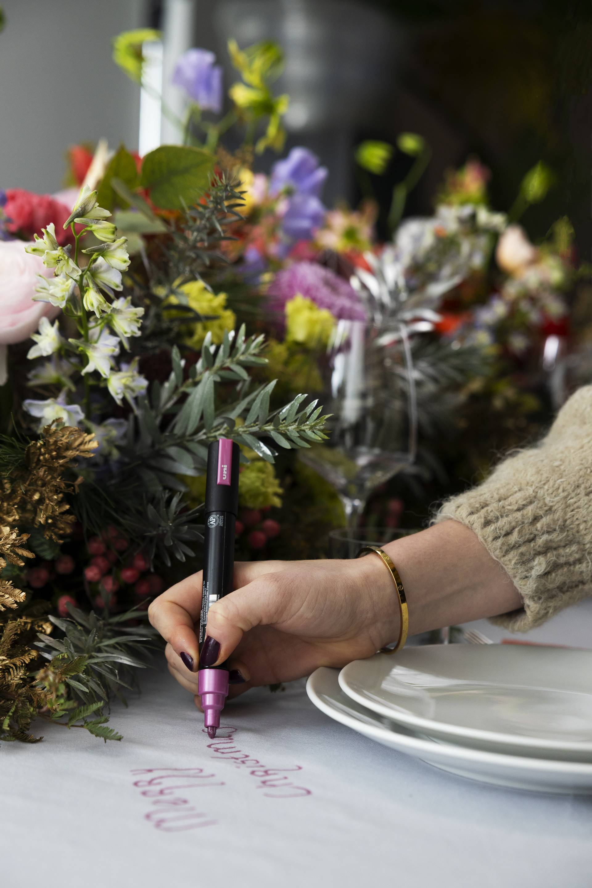 tafelkleed kerstmis bloemen