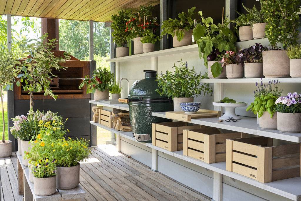 barbecue buiten en tuinkruiden