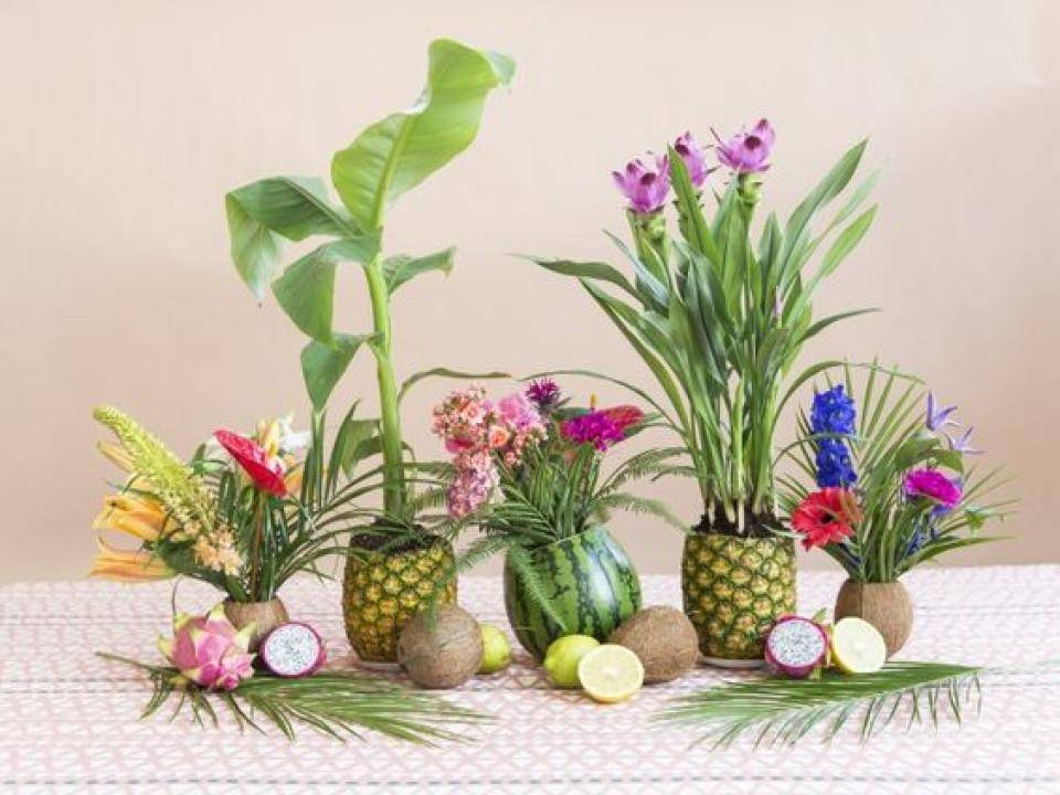 Fruit vazen met bloemen
